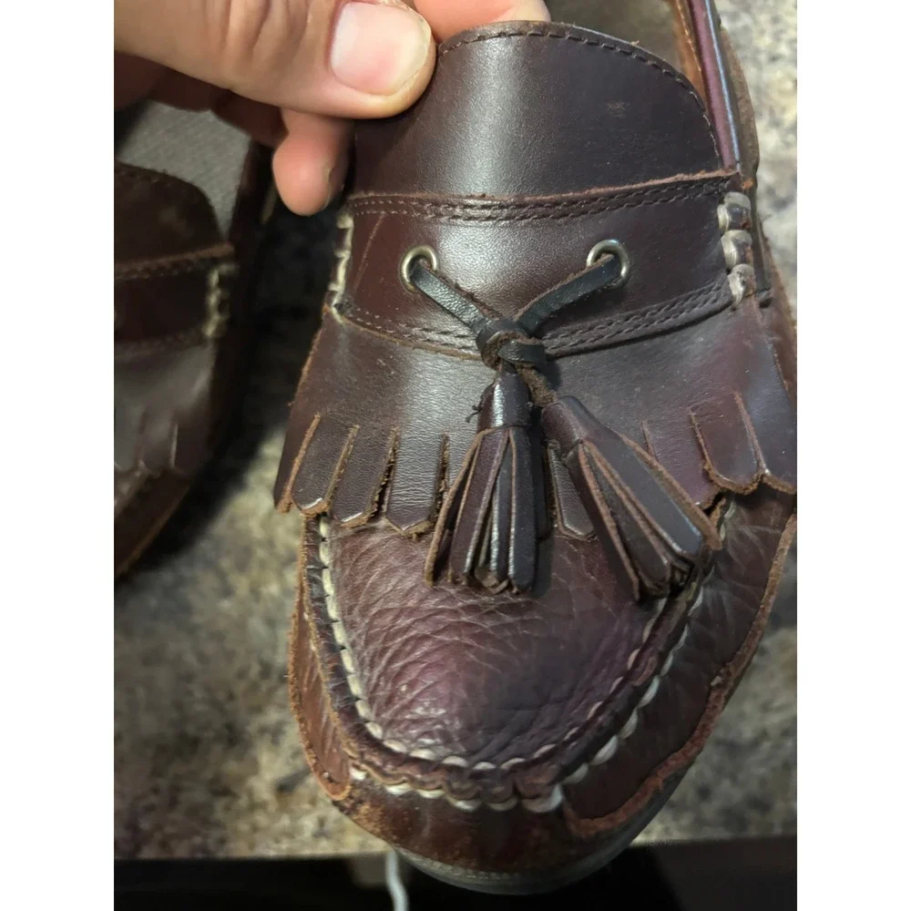 Oak Meadow Mens Kiltie Tassel Loafers Brown Leather Moc Toe Shoes KL 02/01 8.5 M